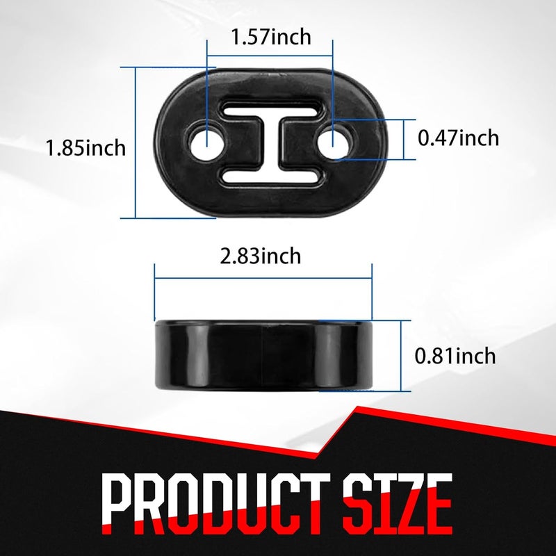 Flygun 4 PCS Car Exhaust Pipe Support Bracket, Rubber Two-hole Shock-absorbing Muffler Suspension Lugs, Muffler Lifting Ear Modification Aaccessories, Compatible with Trucks, Cars, and SUVs (Black) - Image 2